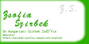 zsofia szirbek business card